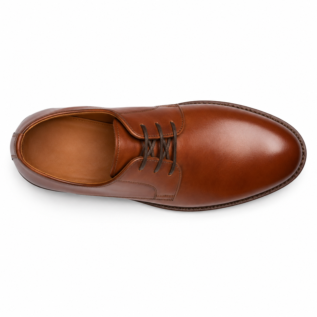 Détail du lacet de la chaussure Derby en cuir marron