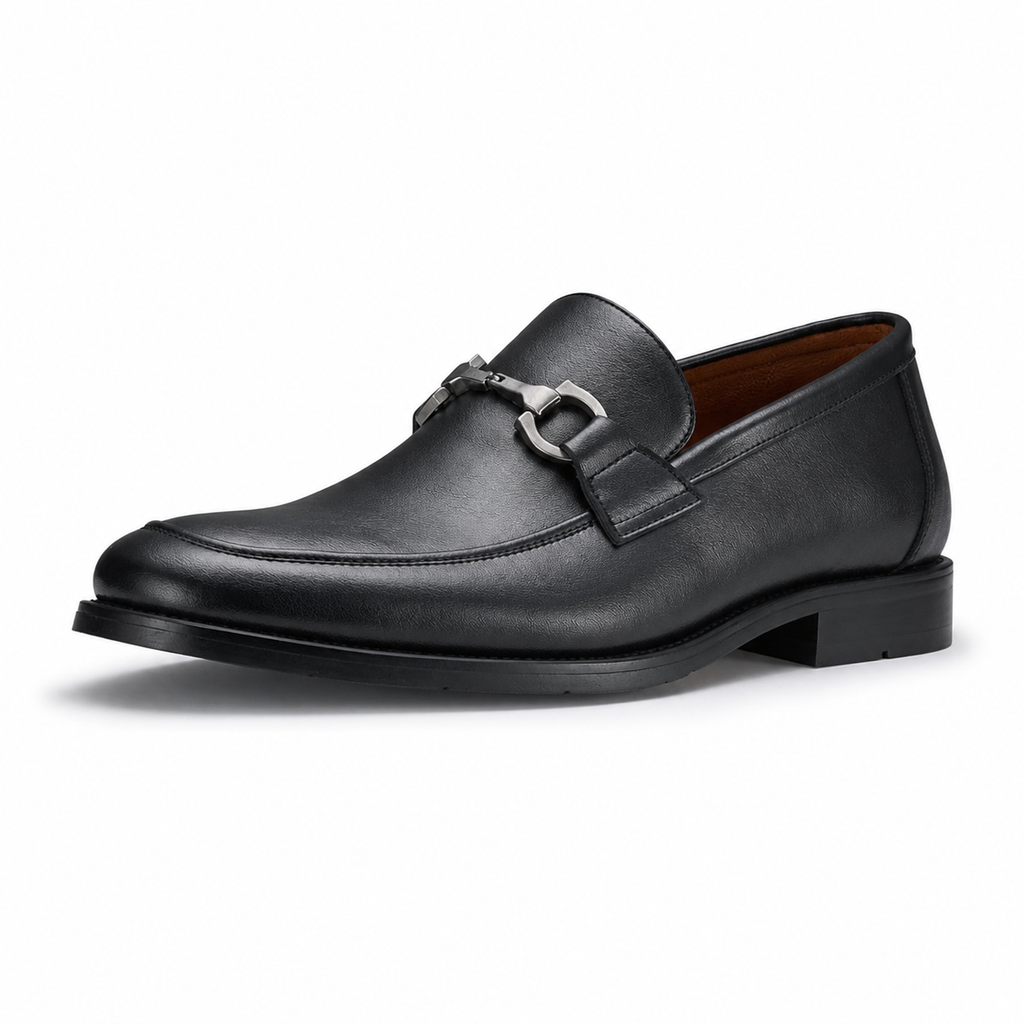 Mocassins homme élégants avec boucle mors en similicuir noir