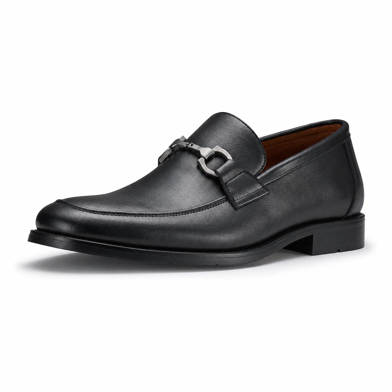Mocassins homme élégants avec boucle mors en similicuir noir