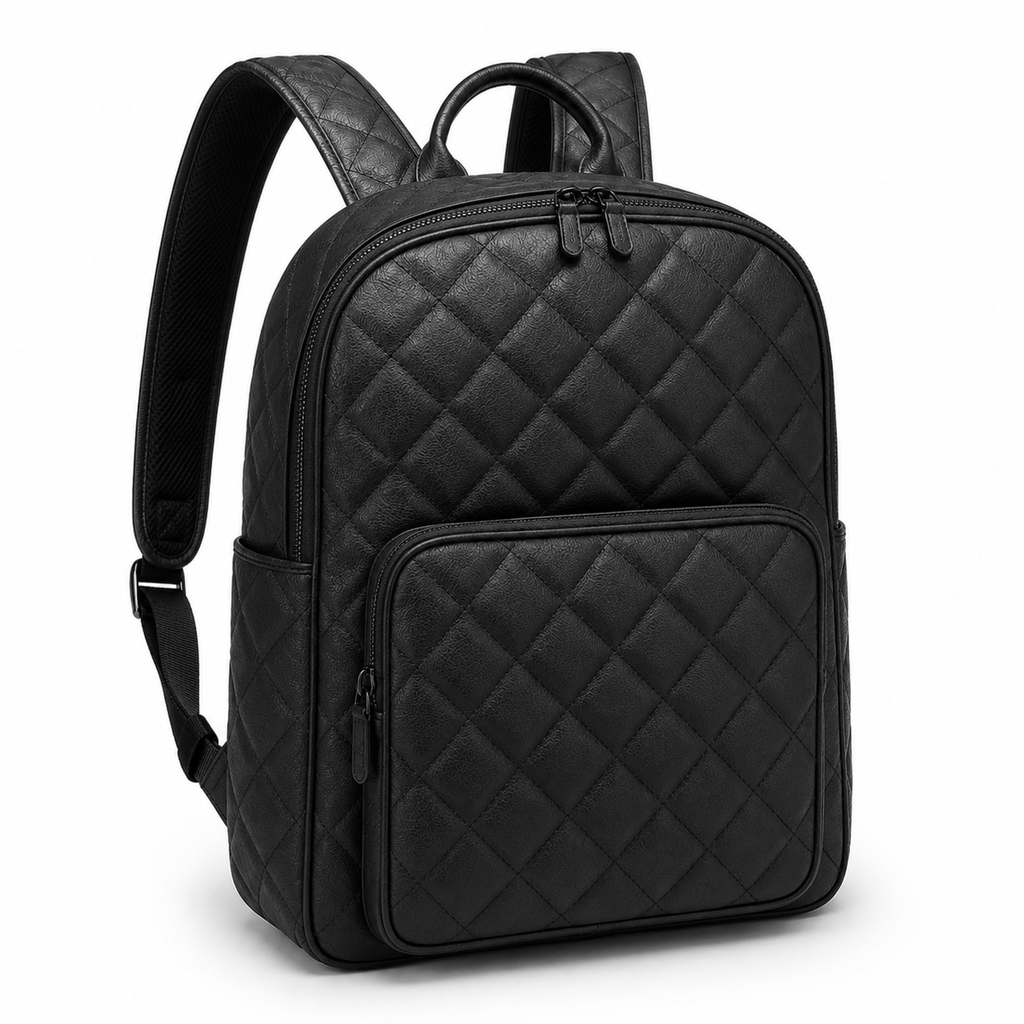 Détail du design matelassé du sac à dos