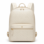 Sac à dos en cuir perforé crème vue de face