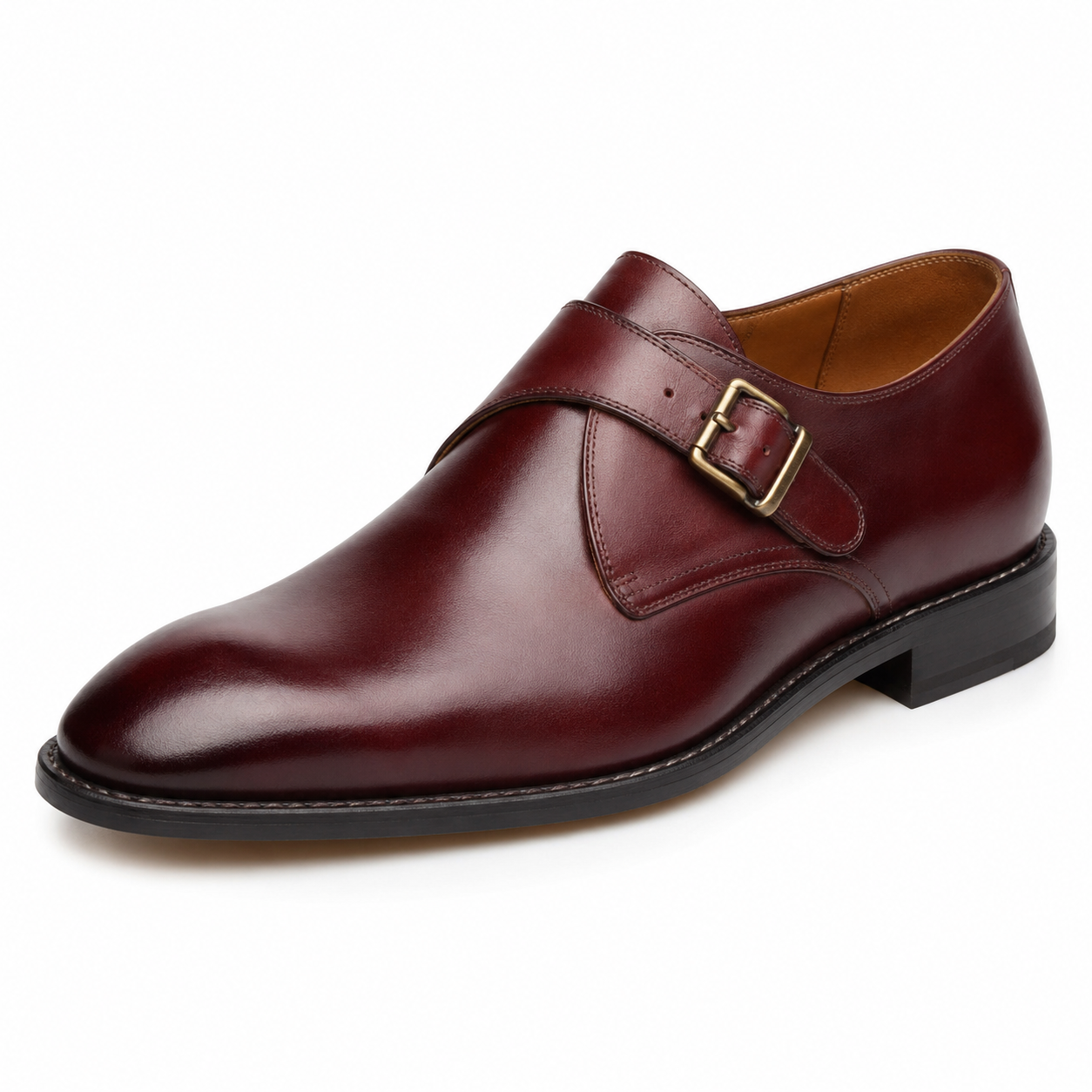 Chaussure Monk en cuir marron vue de côté