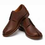 Chaussure Derby en cuir grainé marron vue de l'arrière