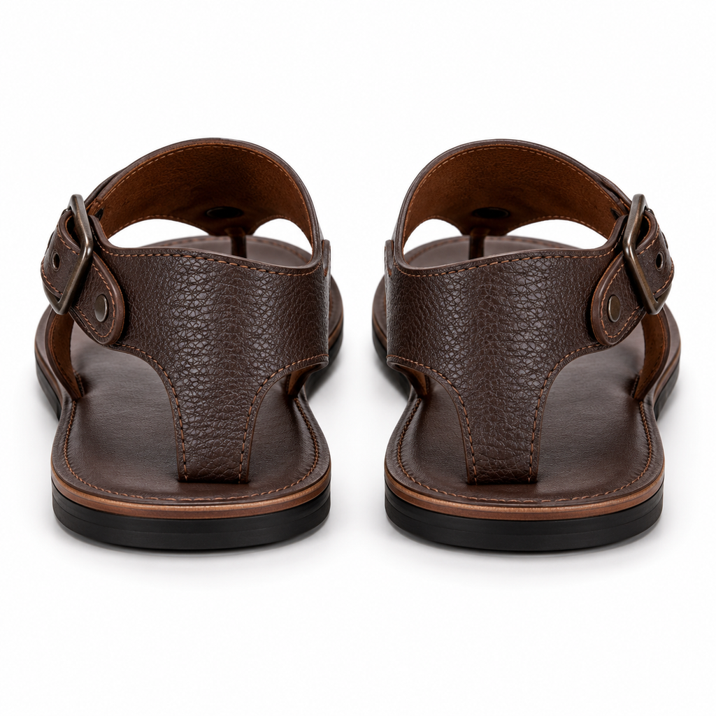 Sandales élégantes pour homme en cuir marron.