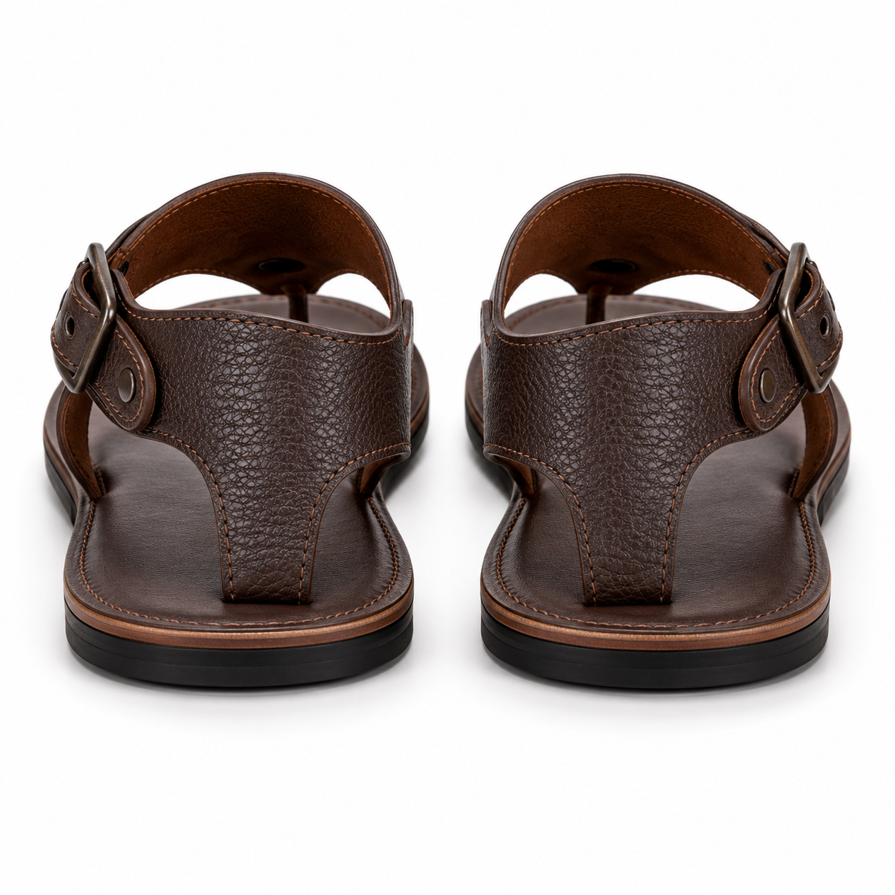 Sandales élégantes pour homme en cuir marron.