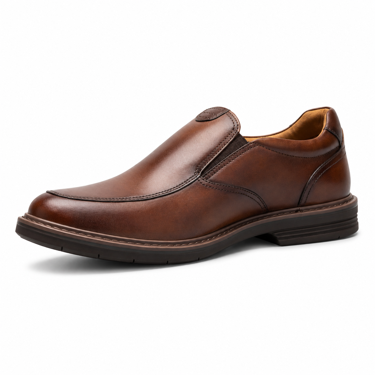 Mocassins homme cognac en cuir souple confort à enfiler élégant