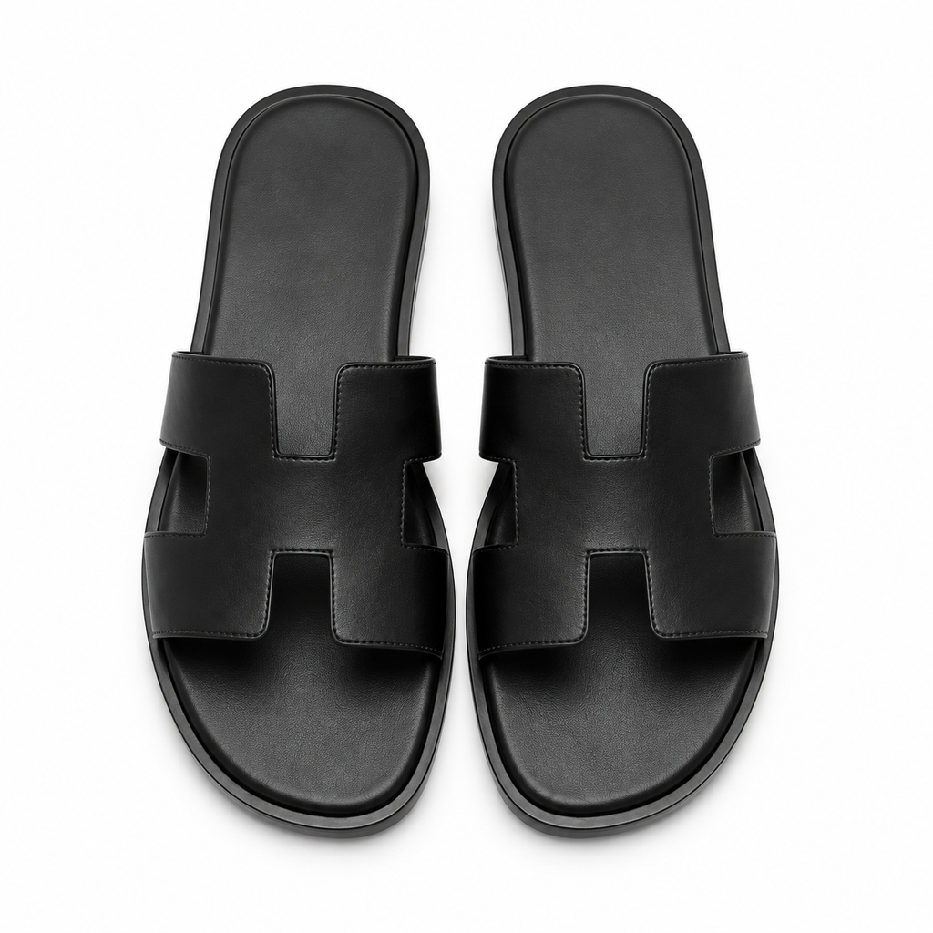 Sandales en cuir noir avec design ergonomique