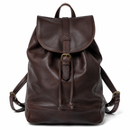 Sac à dos en cuir marron vu de face