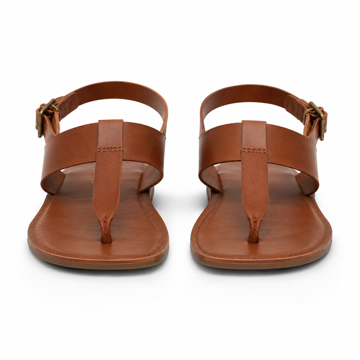 Sandales en cuir marron vue de face