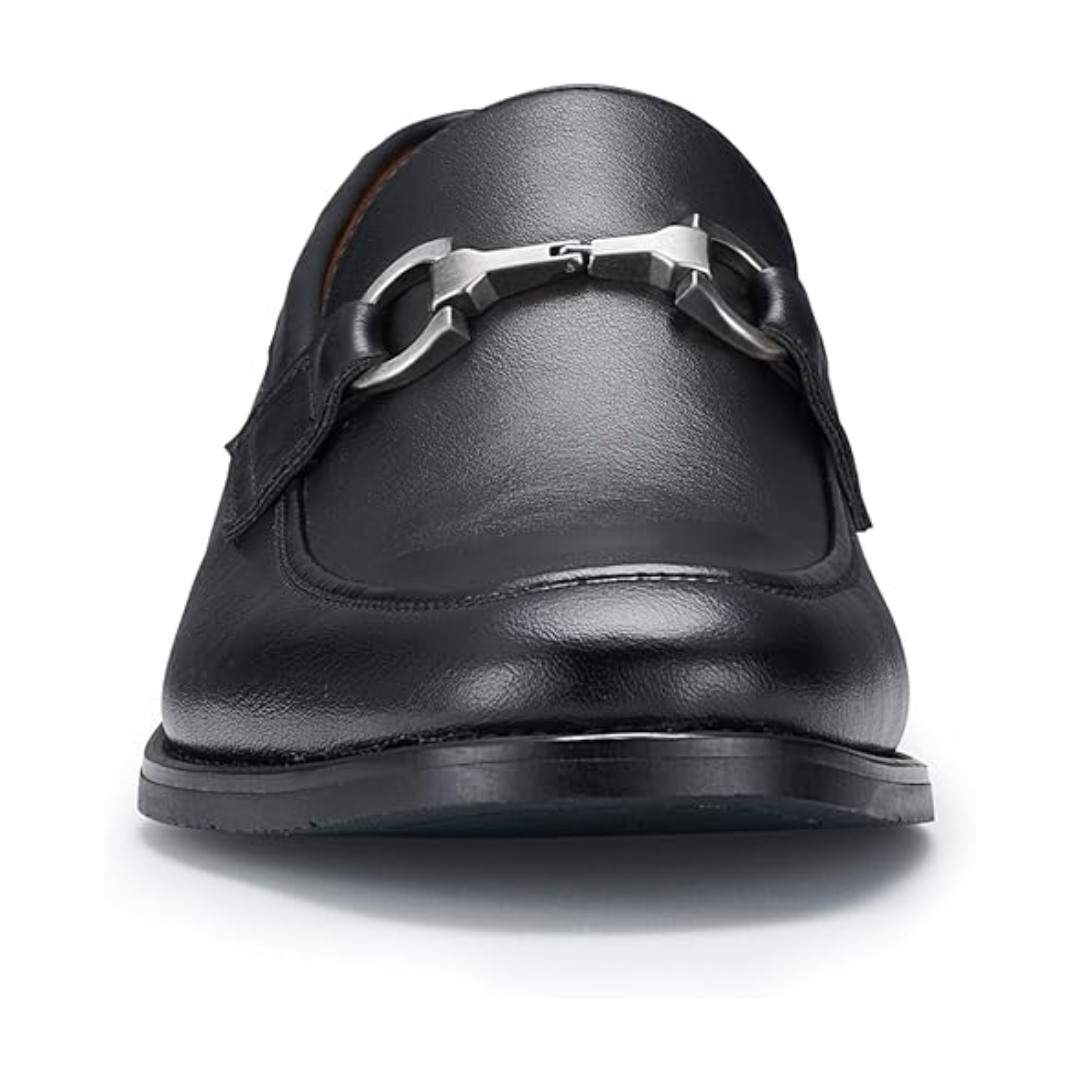 Mocassins homme élégants avec boucle mors en similicuir noir